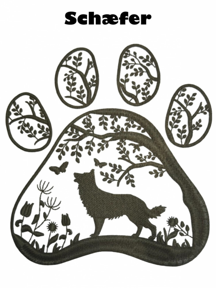 Godbidstaske i sort kunstlæder med hunderace i stor pote