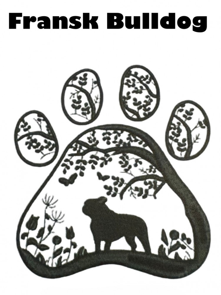 Godbidstaske i sort kunstlæder med hunderace i stor pote