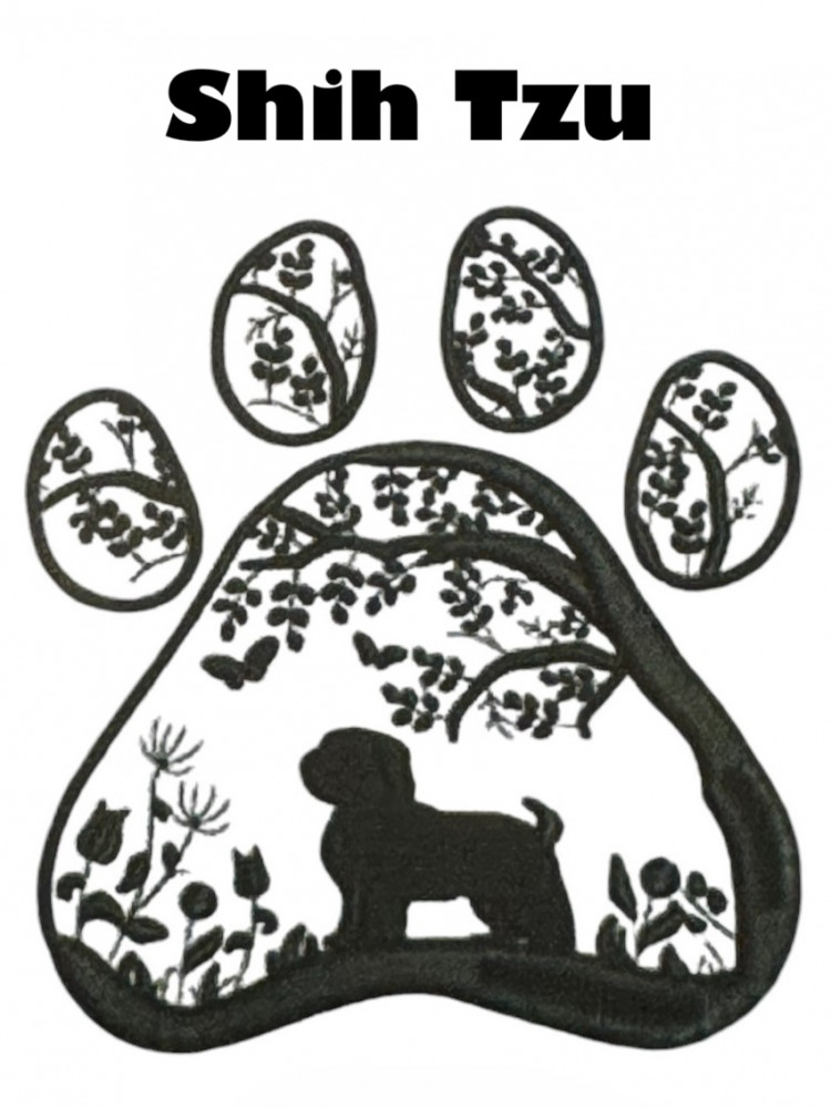 Godbidstaske i sort kunstlæder med hunderace i stor pote