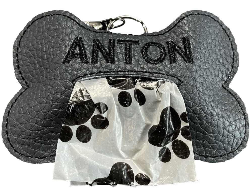 Hundeposeholder i grå kunstlæder