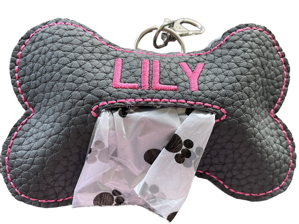 Hundeposeholder i grå kunstlæder