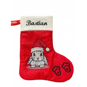 Små julesokker med kanin og navn