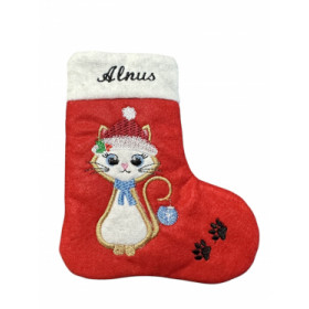 Små julesokker med kat og navn