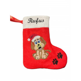 Små julesokker med hund og navn