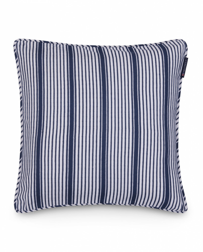 Classic Striped Organic Cotton Twill Pudebtræk, White/Navy