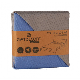 Giftdecor Dobbeltsidet Sengetæppe Blå/Grå