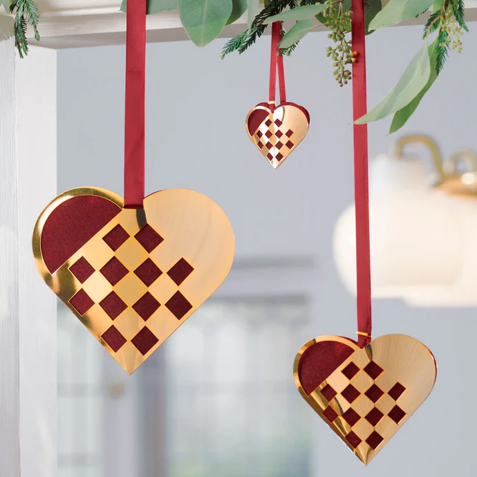 H.C. Andersen julepynt - Flettet julehjerte (10 cm)