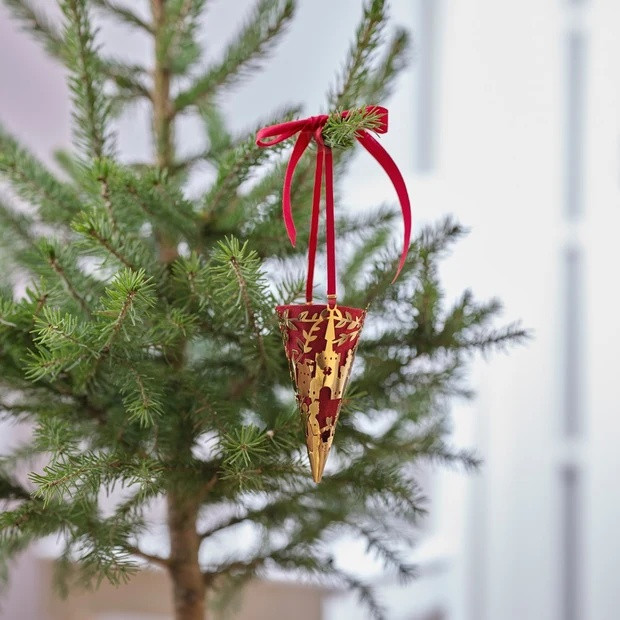 H.C. Andersen julepynt - Kræmmerhus med Klods-Hans (Miniature 6,5 cm)