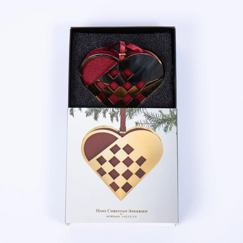 H.C. Andersen julepynt - Flettet julehjerte (8 cm)