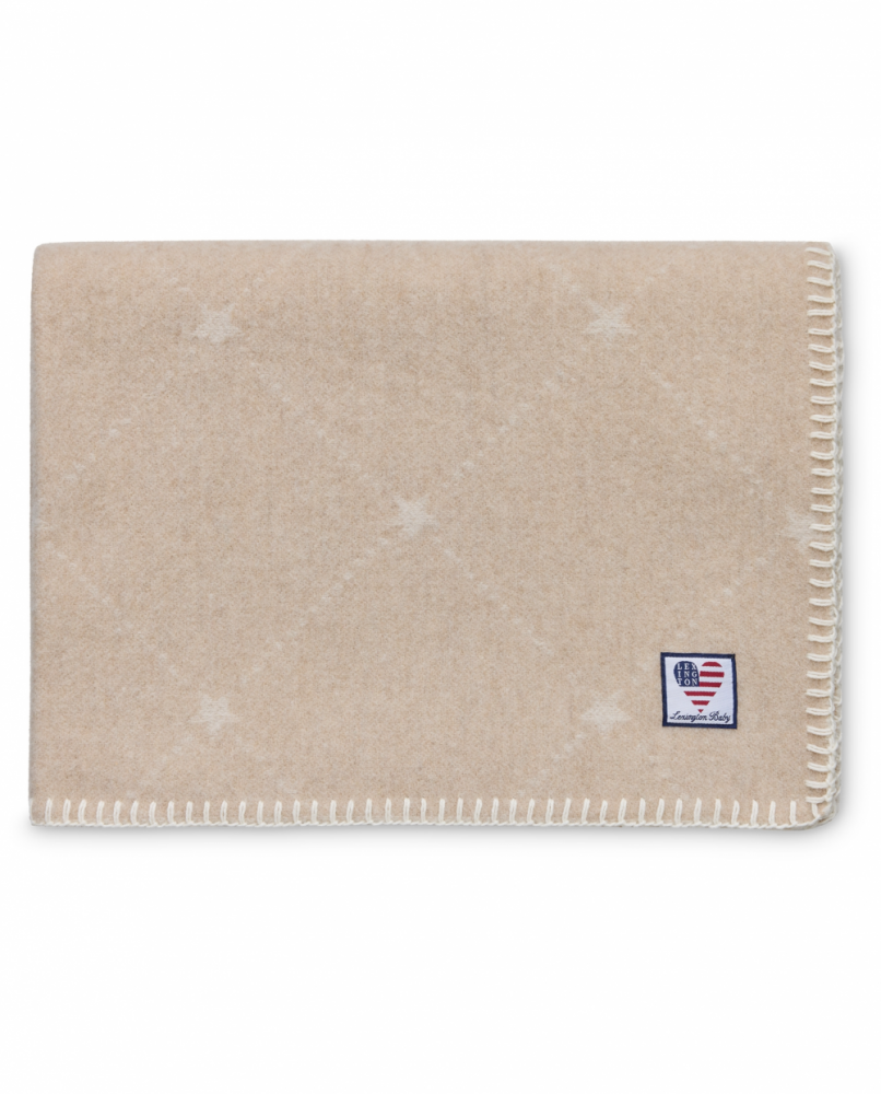 Lexington Baby Signature Star Recycled Wool Throw, BeigeWhite