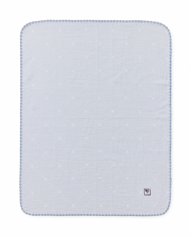 Lexington Baby Signature Star Organic Cotton Throw, Blue/Whitte