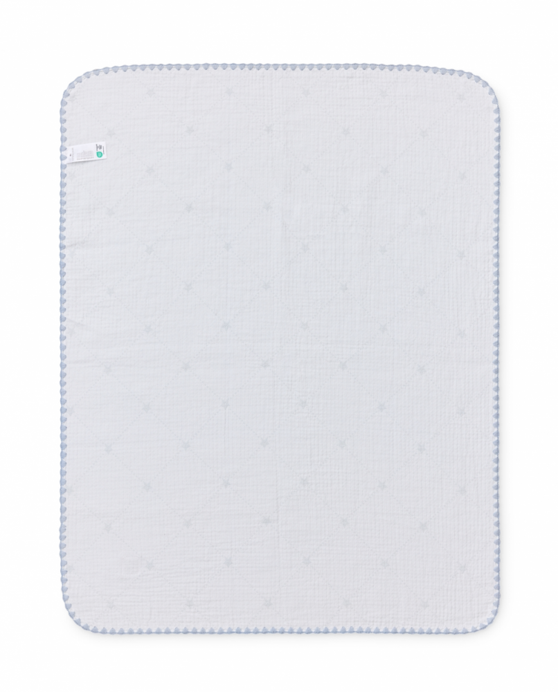 Lexington Baby Signature Star Organic Cotton Throw, Blue/Whitte