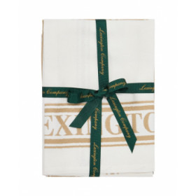 Lexington Bomuld jacquard køkkenhåndklæde (sæt af 2), beige/hvid