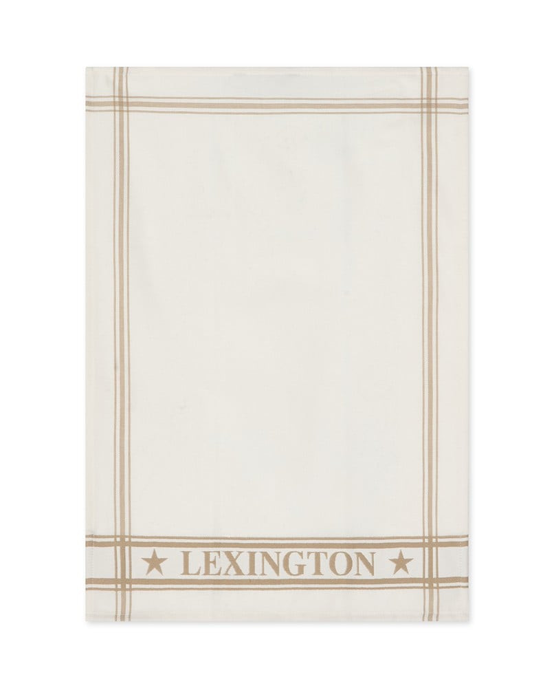 Lexington Bomuld jacquard køkkenhåndklæde (sæt af 2), beige/hvid