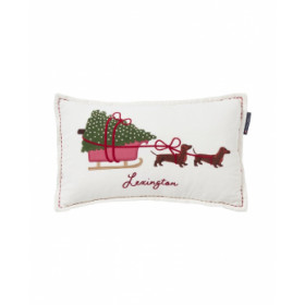 Lexington Dog sleigh økologisk bomuld fløjl pude, 30x50 cm