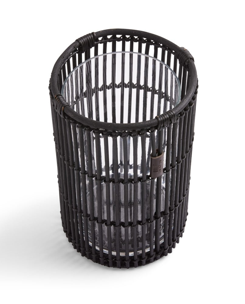 Lexington håndlavet rattan lysestage i sort, large