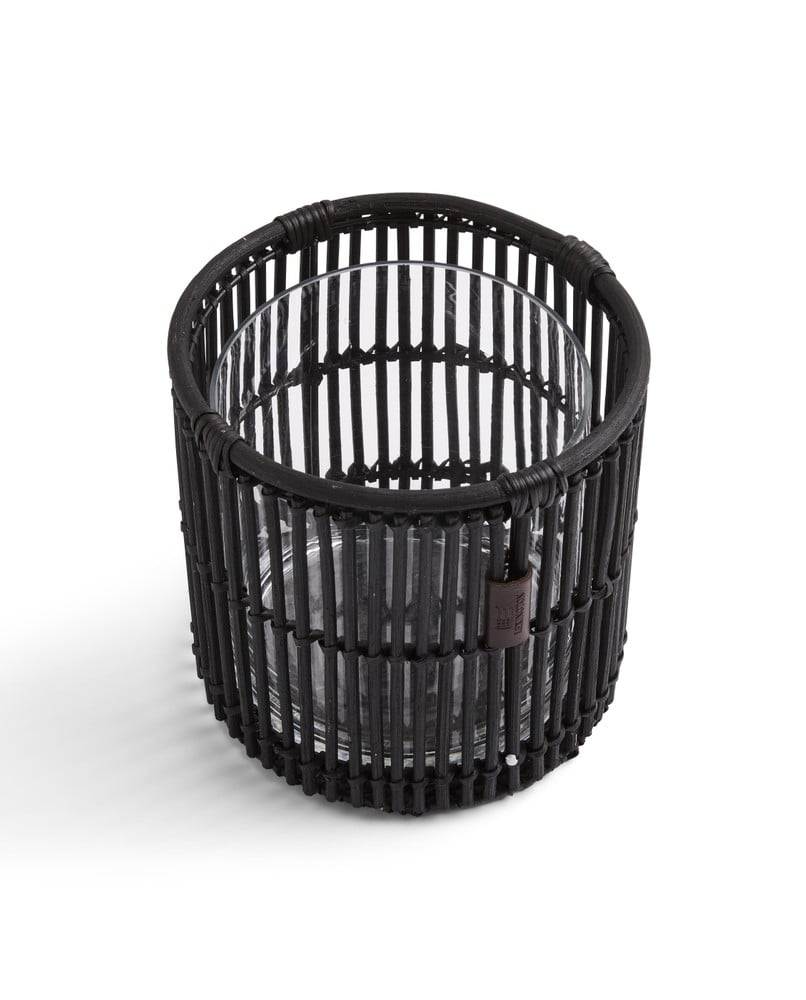 Lexington håndlavet rattan lysestage i sort, medium