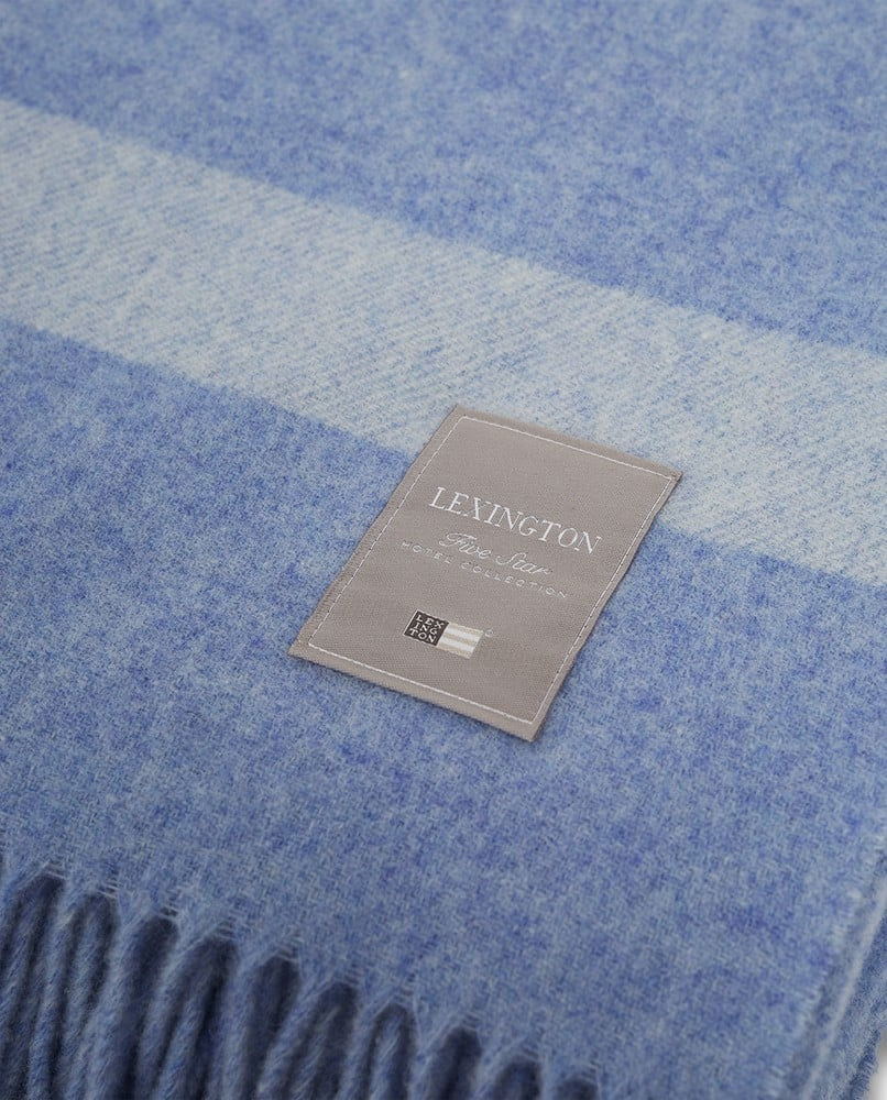 Lexington Hotel wool throw, blue/white