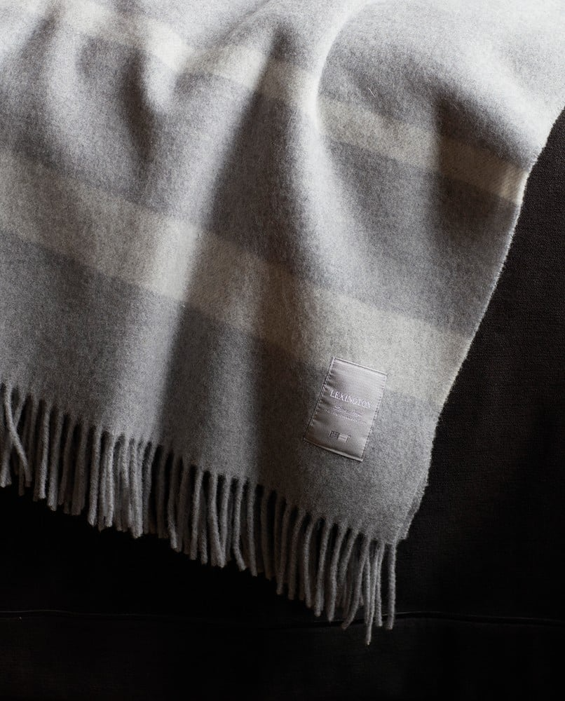 Lexington Hotel wool throw, gray/white