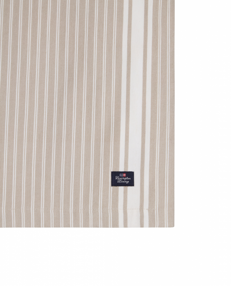 Lexington Icons stribet oxfordbordløber, hvid/beige