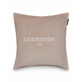 Lexington Logo Organic Cotton Velvet pudebetræk, beige/white