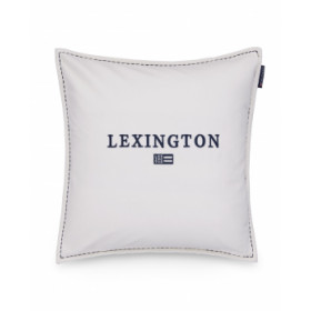 Lexington Logo Organic Cotton Velvet pudebetræk, Navy/white