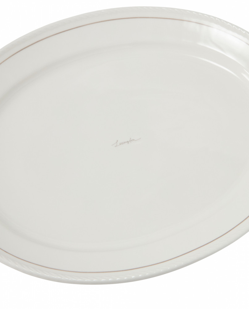 Lexington ovalt fad i porcelæn, hvid/beige