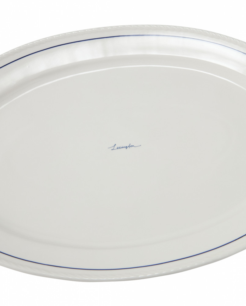 Lexington ovalt fad i porcelæn, hvid/blå