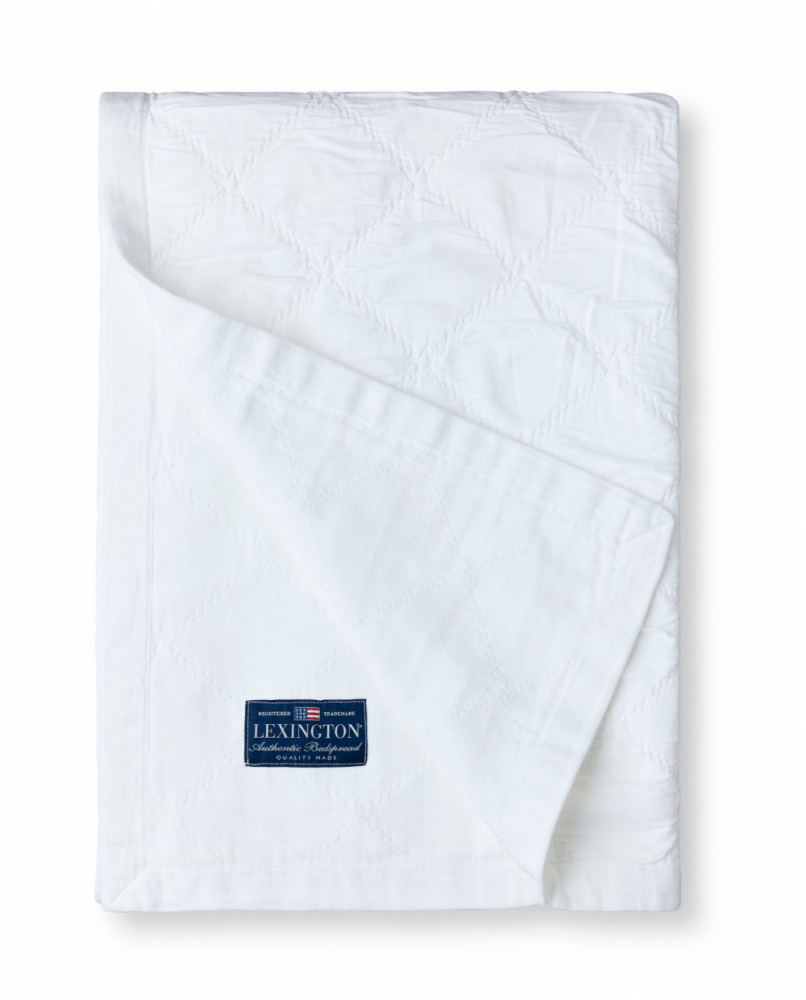 Lexington Signature Star Organic Cotton Quilted Sengetæppe, hvid