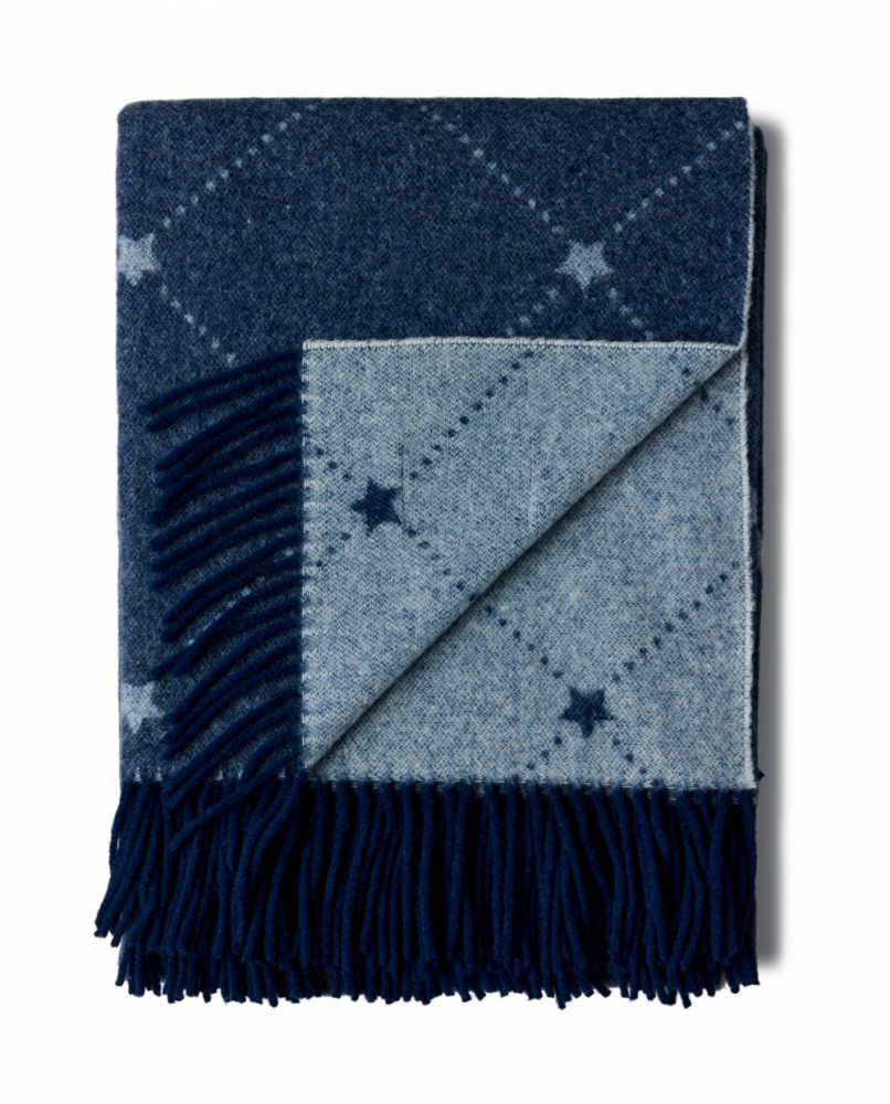 Lexington Signature Star Recycled Wool Throw, Navy/White