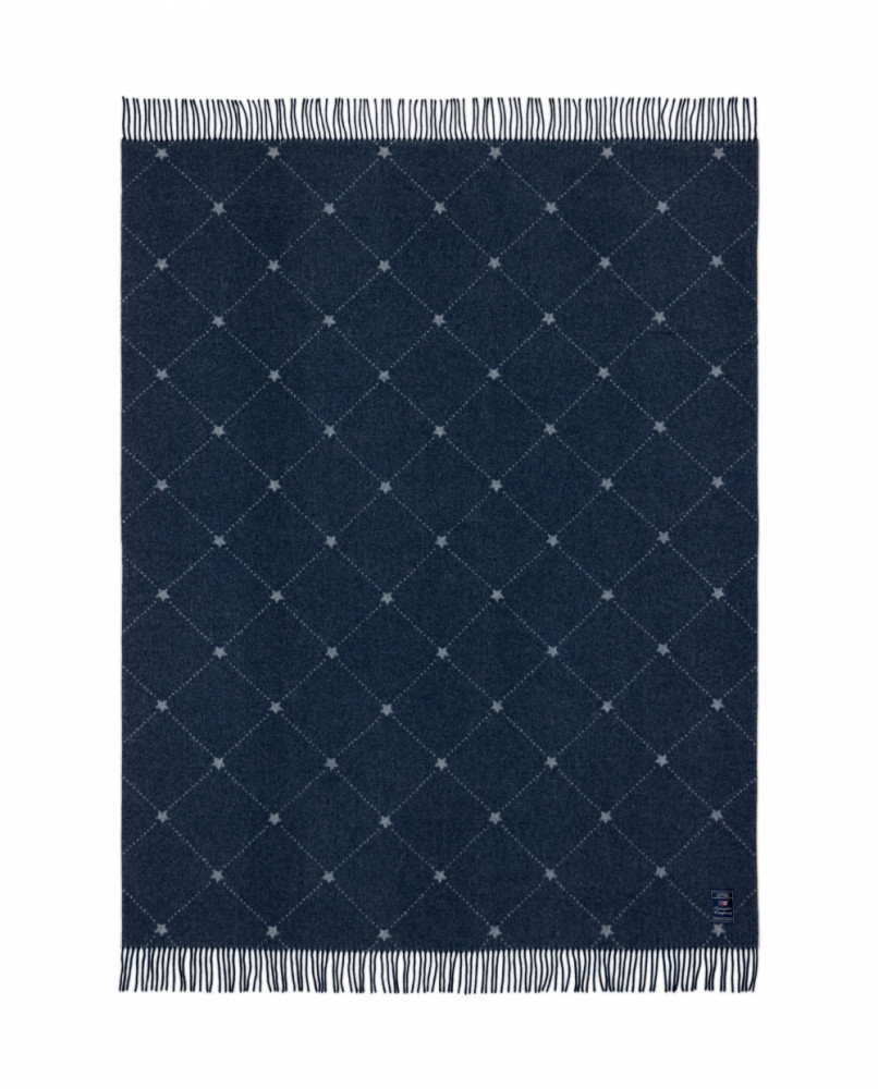 Lexington Signature Star Recycled Wool Throw, Navy/White