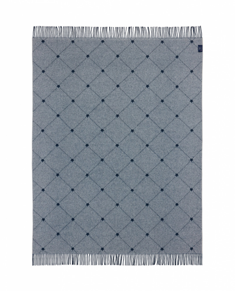 Lexington Signature Star Recycled Wool Throw, Navy/White