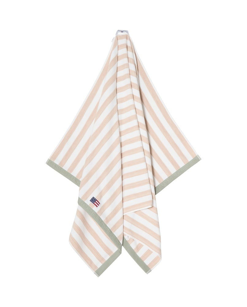 Lexington Strandhåndklæde i blokstribet bomuldsfrotté, moonbeam