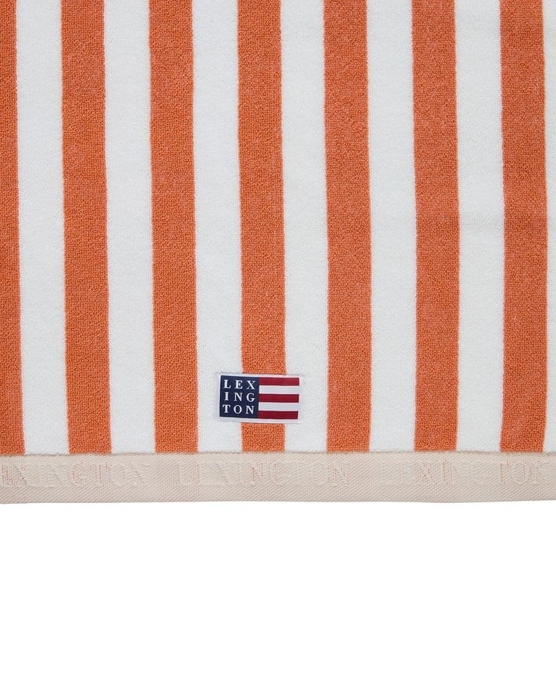 Lexington Strandhåndklæde i blokstribet bomuldsfrotté, peach melon