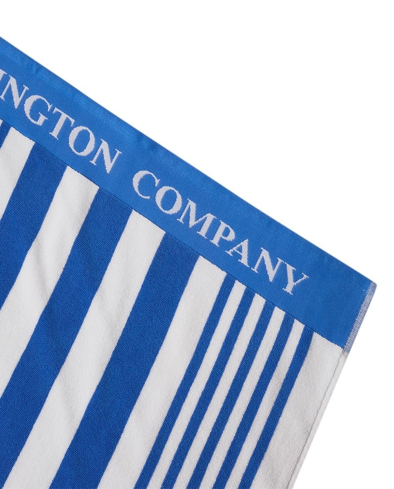 Lexington Stribet familiehåndklæde i bomuldsfrotté, blå/hvid