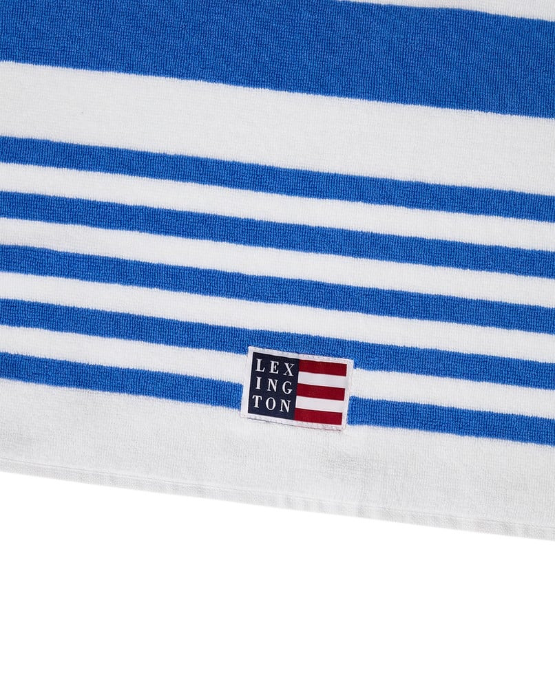 Lexington Stribet familiehåndklæde i bomuldsfrotté, blå/hvid