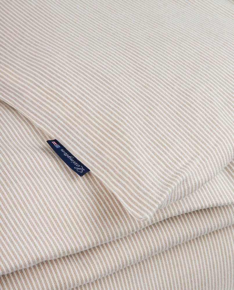 Lexington stribet lyocell flannel sengesæt, beige/hvid