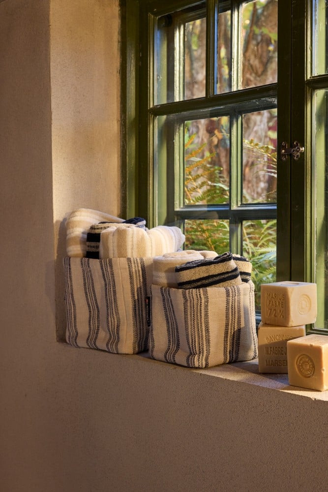 Lexington Stribet økologisk bomuld canvas kurve, sæt med 2