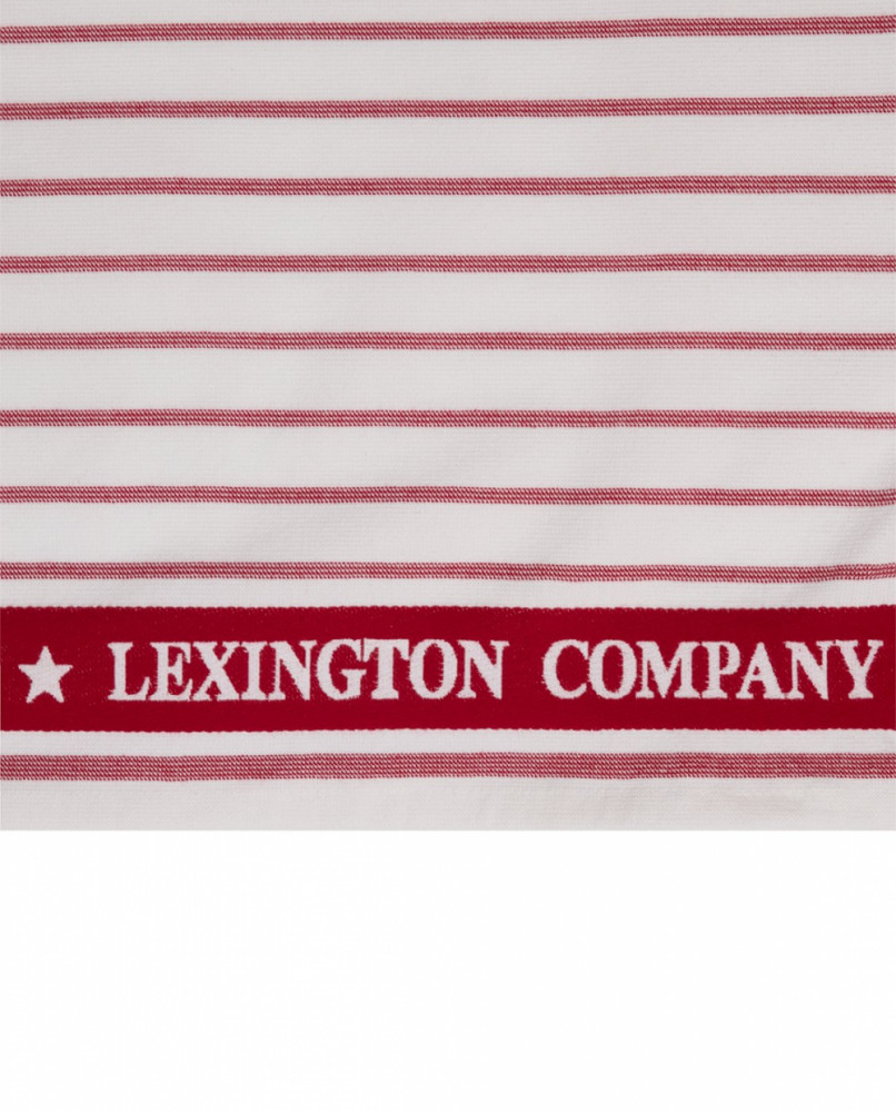 Lexington Stribet viskestykke i økologisk bomuldsfrotté, rød/hvid