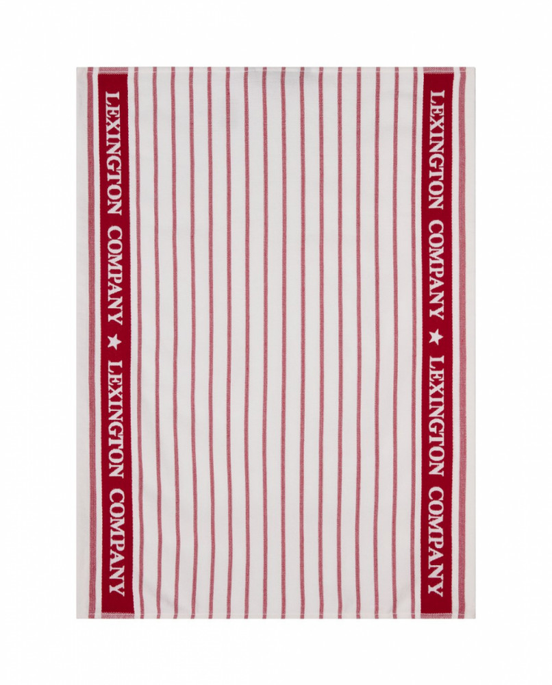 Lexington Stribet viskestykke i økologisk bomuldsfrotté, rød/hvid