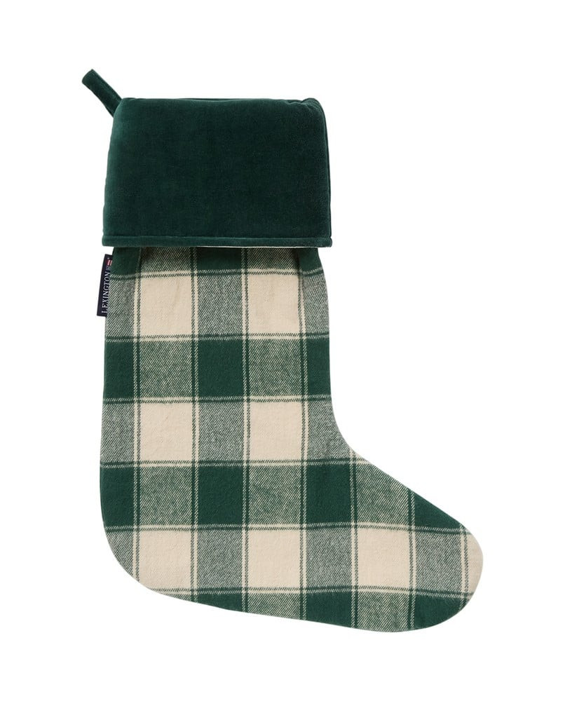 Lexington ternet julestrømpe i økologisk bomuld, Grøn/Beige