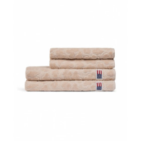 Lexington Velour jacquard håndklæde med bladmønster, beige