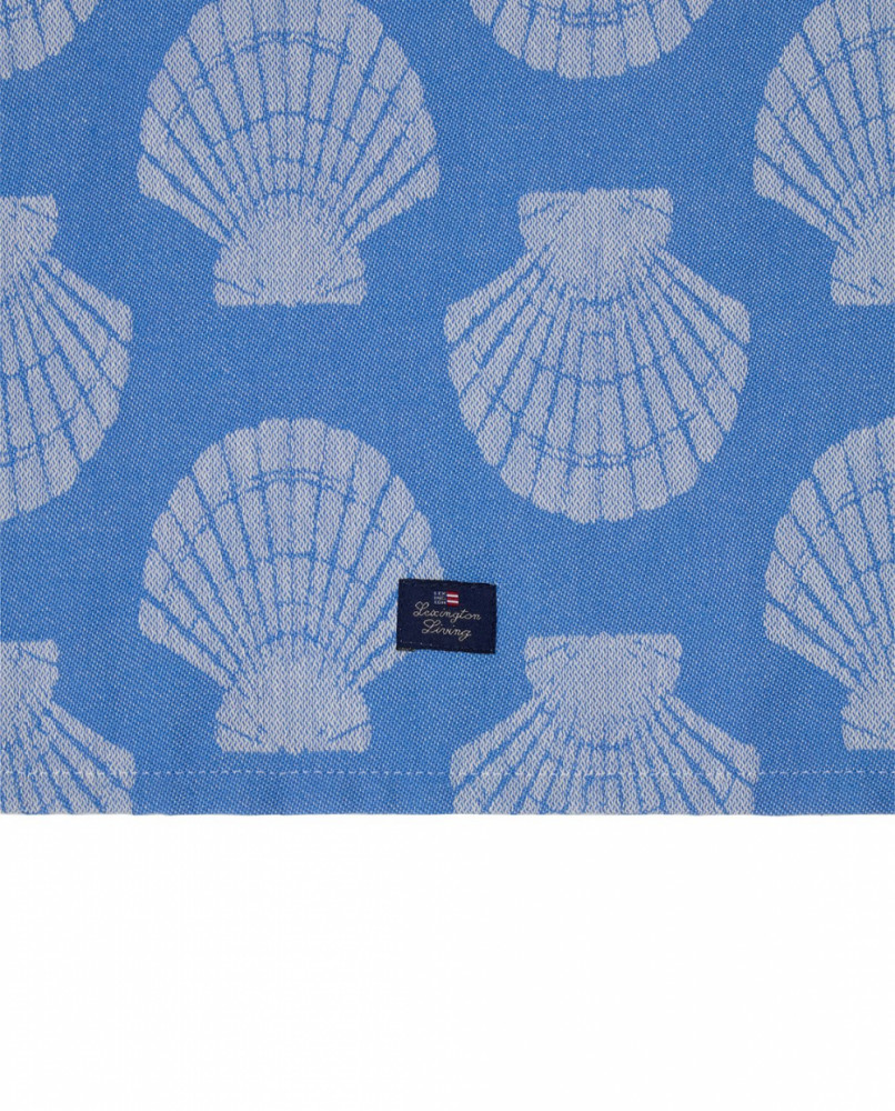 Lexington Viskestykke i økologisk bomuldsjacuard med skaller, blå/hvid