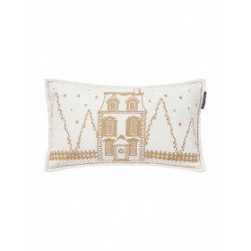 Lexington Winter house økologisk bomuldsfløjl 30x50 pude, hvid/lys beige