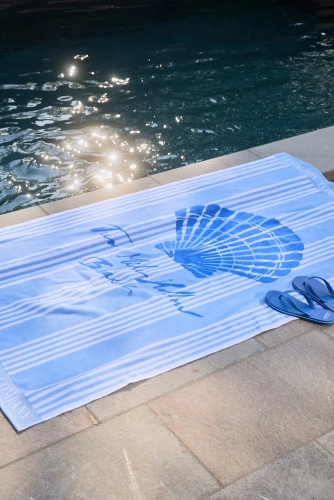 Long island beaches-strandhåndklæde i bomuldsvelour, blå