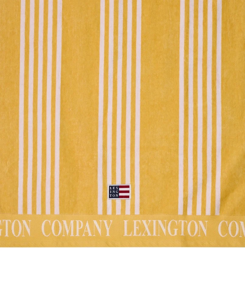 Long island beaches-strandhåndklæde i bomuldsvelour, gul/koral