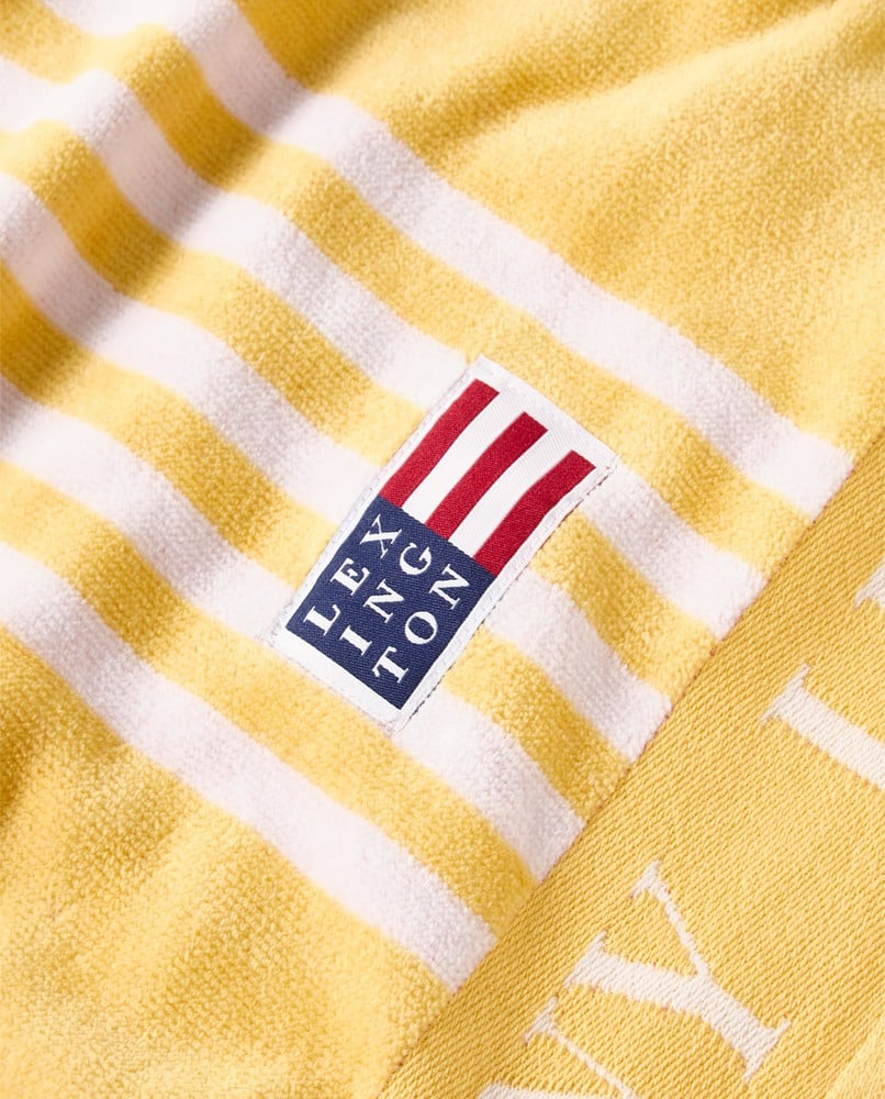 Long island beaches-strandhåndklæde i bomuldsvelour, gul/koral