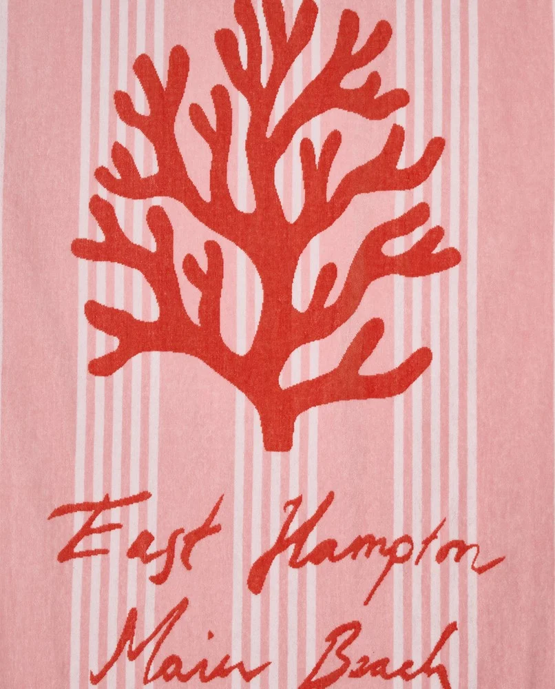 Long island beaches-strandhåndklæde i bomuldsvelour, lyserød/koral