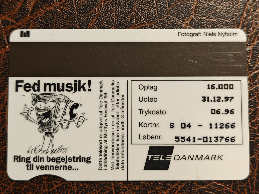 30 kr. Telekort - Midtfyns Festival '96