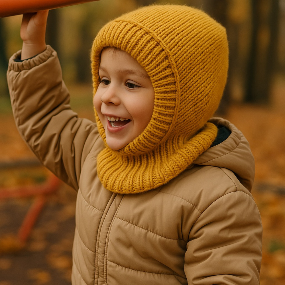 Balaclava til børn, karrygul